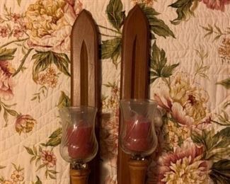 Wooden Wall Sconces set of 2