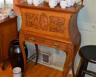 beautiful carved oak writing desk
