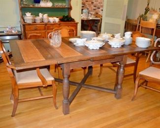 leather top oak pub table $600