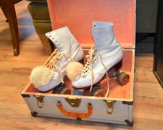 mid century roller skates & skate box