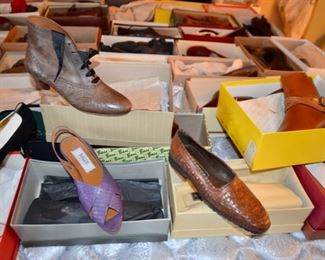 huge selection of lady's shoes (many new in box) most size 7 - 7.5 including: Cole Haan, Bally, Perry Ellis, Andrea Pfister, Bass, Christian Dior, Manolo Blahnik, Joyce, Walter Steiger, St. John, Ferragamo, Anne Klein, J. Peterman Co., Joan & David, Pierre Hardy, Bruno Magli, Via Spiga, Bandolino