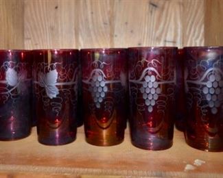 ruby red cut-to-clear glassware