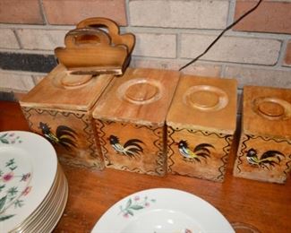 vintage rooster cannisters, there is also a matching towel rack (not pictured)