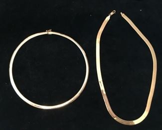 14k gold necklaces both marked Italy. Left is 21.5g $900. Right is 35g $1,600.