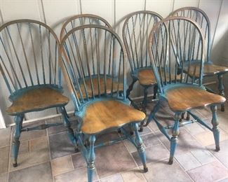 Six Windsor Style Dining Chairs
