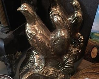 Solid Brass Pheasant Bookends