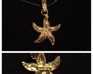14K Gold Starfish Charm 