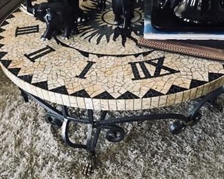 Large Mosaic Clock Face Cocktail Table with Clock Design -- $450