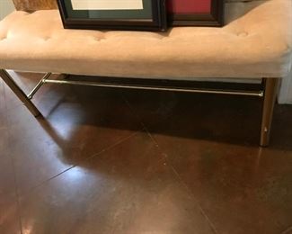 Brass Bed Bench with tufted cushion -- $95 