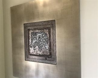 PAIR Elephant Wall Decor Pieces in Pewter Finish -- $95