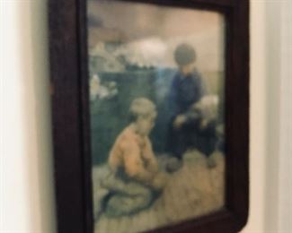 Small vintage print of children -- $10