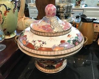 Large Oriental Design Covered Tureen -- $95