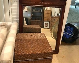Rattan storage chest (matching chest in attic) -- $40    Mahogany Wall Mirror -- $75