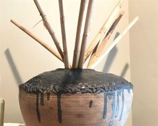 Pottery Vase with Sticks -- $40