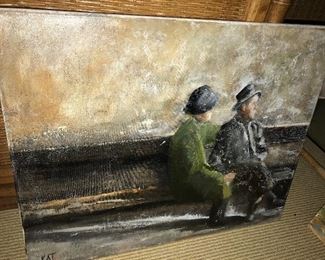 Painting of Couple on a Bench  by Kathy Ward-- $50