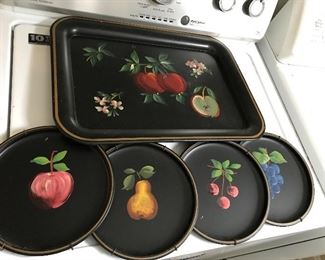 Fruit Painted Tray -- $20
Set of 4 Round Fruit Trays -- $30

