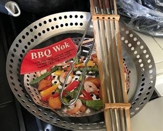GROUP LOT of BBQ Wok & Skewers -- $8