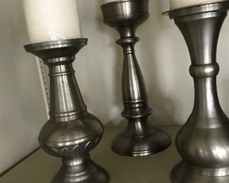 GROUP LOT of Pewter finish Candle sticks -- $30