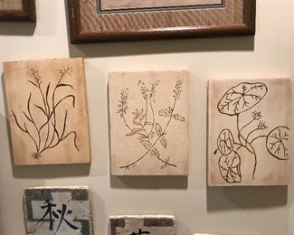 Set of 3 Line Drawing Plaques -- $15