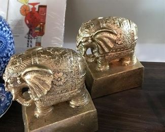 Pair of Gold Elephant Bookends -- $20