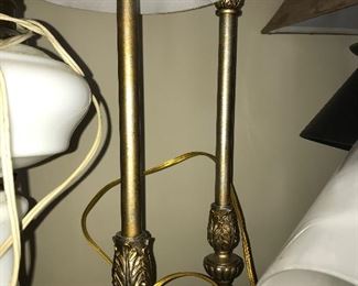 Pair Gold Finish Candlestick Lamps -- $40