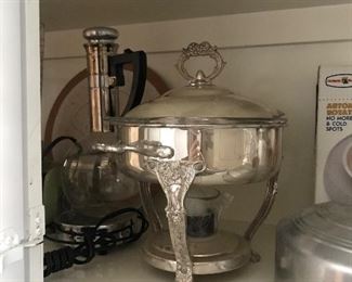 Silver Plated Chafing Dish -- $10                                          Retro Coffee Carafe with Warmer -- $10