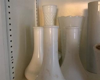 GROUP LOT of 5 Milk Glass Vases -- $10