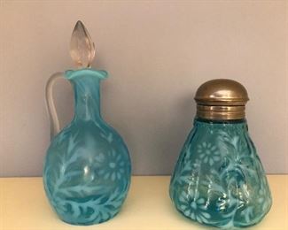 Fern daisy blue glassware. 