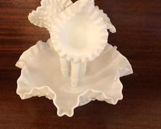 Milk glass epergne. 