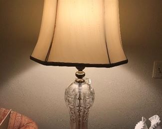 One of a pair of crystal lamps
