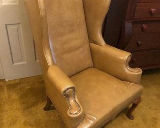 Leather wing chair