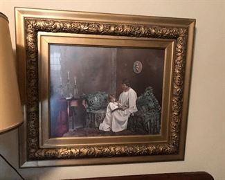 Antique print in gold frame