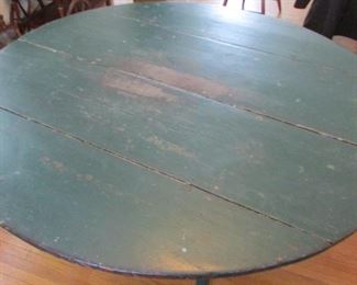 Painted Green New Hampshire Chair Table 18th Century 46" round, 28 " high