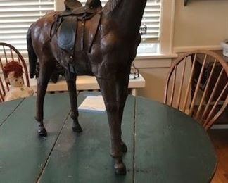 Leather Horse and Saddle 29" high 32" long