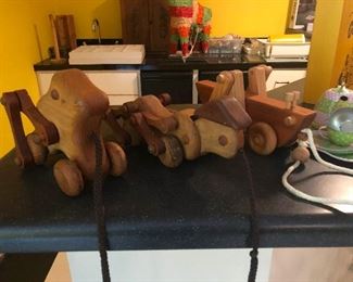 vintage hand-carved wood toys