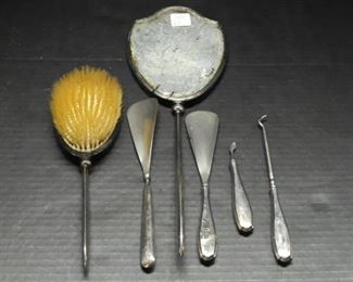 La Pierre Sterling Silver Mirror & Brush