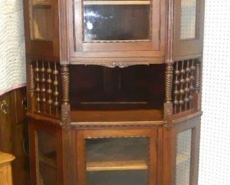 Walnut Victorian Stick N Ball Corner Cabinet