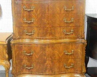 Burl Walnut French Chest on Chest