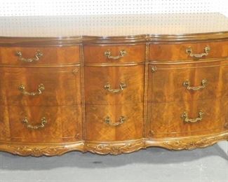 Burl Walnut French Swan Carved Dresser