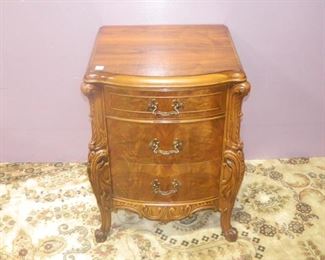 Burl Walnut French Nightstand