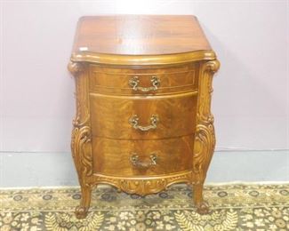 Burl Walnut French Nightstand