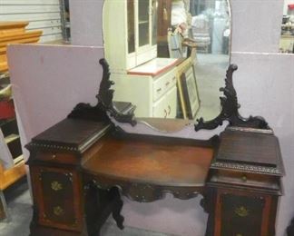 Walnut French Queen Anne Vanity