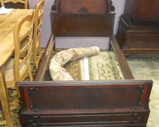 Walnut French Queen Anne Twin Bed