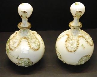 Milk Glass Barber Bottles