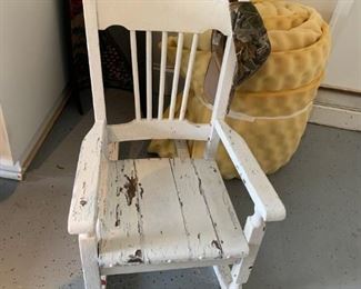 #48 Vintage Wooden Kids Rocker painted white $20.00