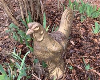 #64 Gold Painted Concrete Chicken 18" Tall $30.00
