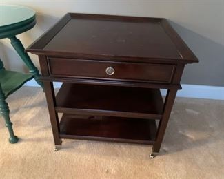 #7 Lane Square End Table w/1 drawer & 2 shelves on wheels 28sq x 27 $120.00