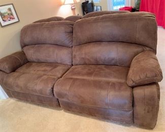 #15 Ashley Microfiber Brown Double Recliner sofa 90" Long $225.00