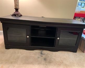 #17 Distressed Black Entr. Center w/2 glass doors 59x24x24 $75.00