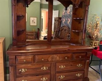 #21 Bassett Dresser w/Hutch w/7 drawers 58x19x33-83 (2 pcs.) $175.00